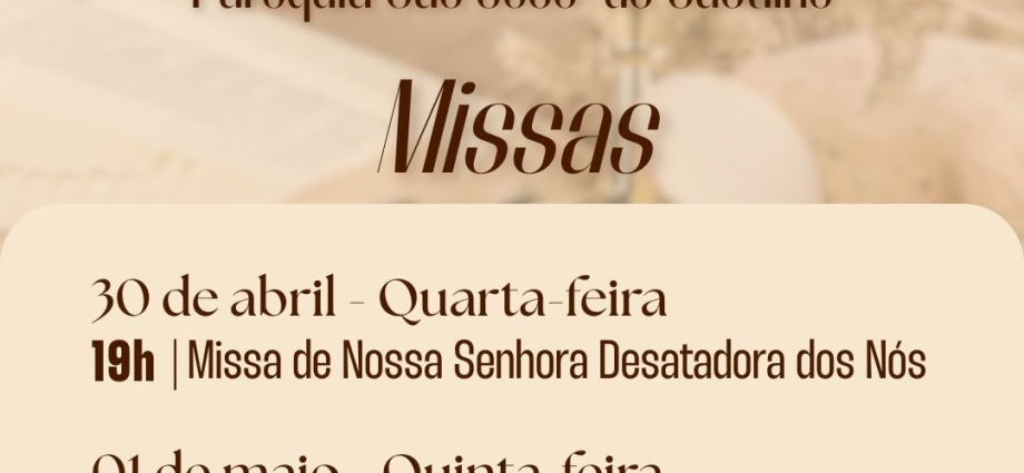 Horário de Missa na Paróquia São José de Castilho