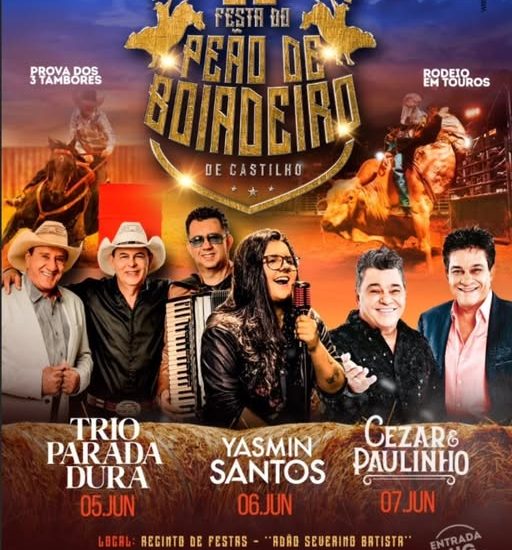 Festa do Peão em Castilho 2025 terá Trio Parada Dura, Yasmin Santos e encerramento com Cesar & Paulinho
