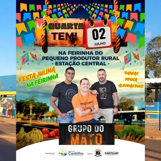 festa julina na Feirinha de Castilho SP, Grupo do Mato, quadrilha em Castilho, arraiá Castilho SP, comidas típicas em Castilho, Feirinha do Produtor,
