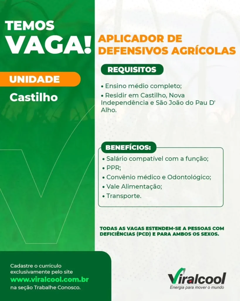 vaga Viralcool Castilho
 emprego em Castilho 2025